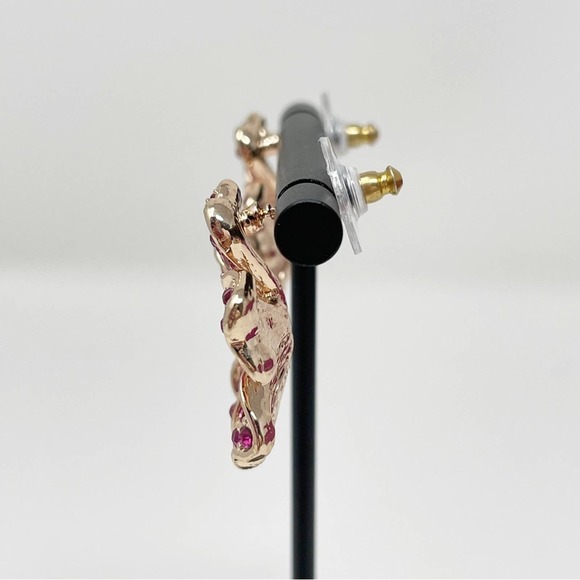 JTV Off Park Collection Pink Ombre Crystal Rose Tone Flower Earrings - Picture 5 of 7